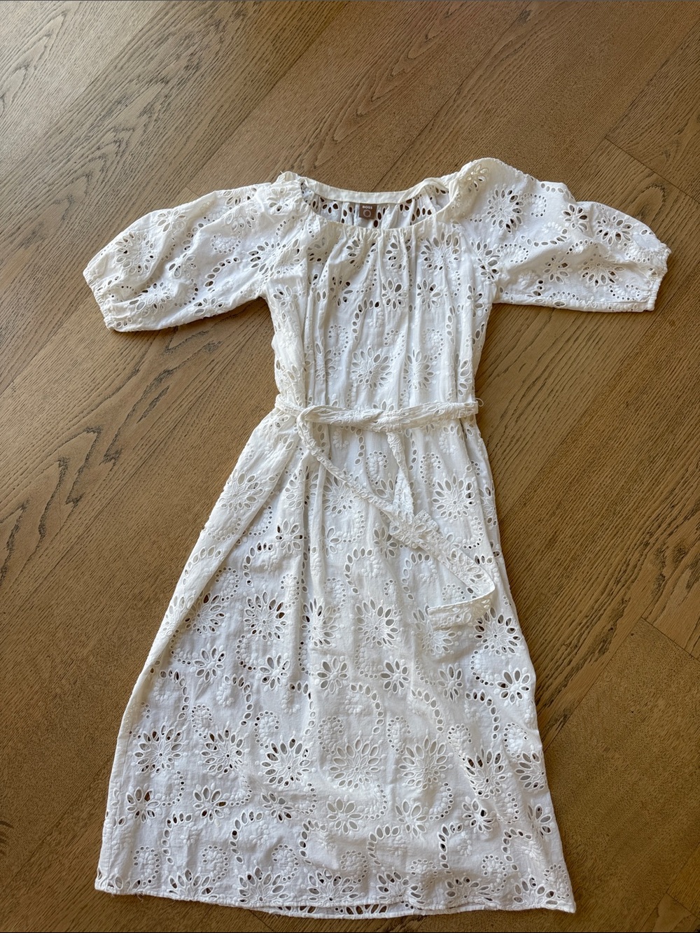 Boss White Eyelet Midi Dress